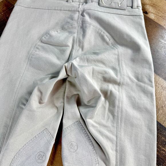 OVATION Riding Pants Tights Knee Inseam Patches Horseback Equestrian Tan 26R - Picture 8 of 15